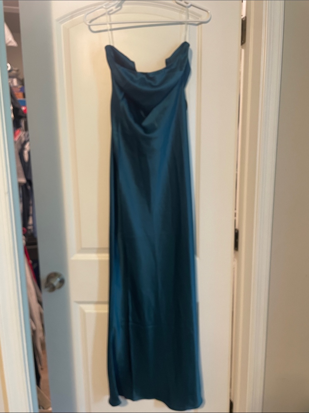 Satin Cowl Neck Maxi Dress in Teal